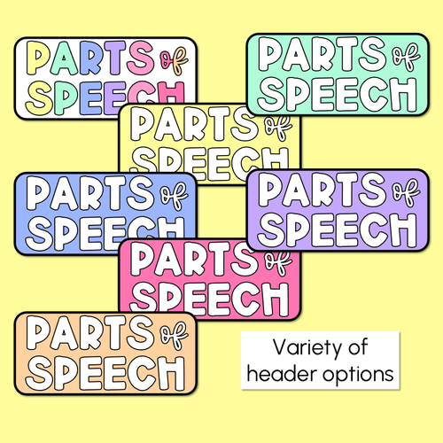 Resource preview 5 for Parts of Speech Posters - Rainbow Classroom Decor