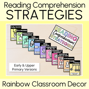 Rainbow Reading Comprehension Strategies Posters - Rainbow Classroom Decor