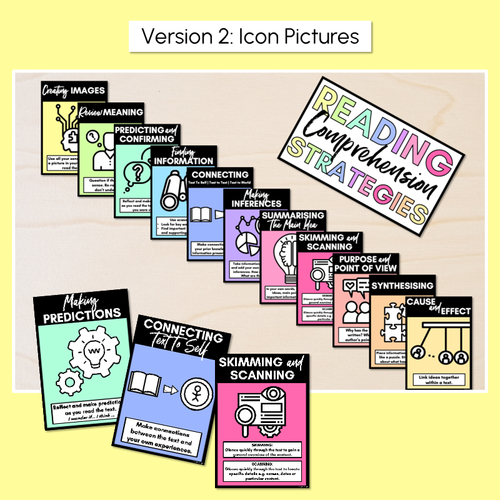 Resource preview 3 for Rainbow Reading Comprehension Strategies Posters - Rainbow Classroom Decor