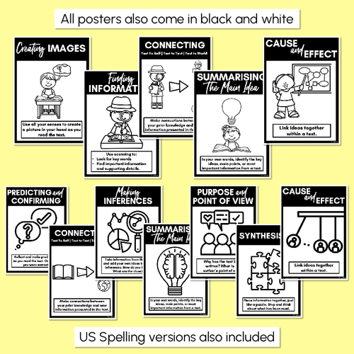 Resource preview 5 for Rainbow Reading Comprehension Strategies Posters - Rainbow Classroom Decor