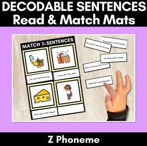 Z Phoneme Decodable Sentence Mats - Read & Match