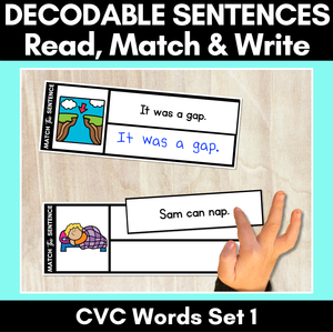 Decodable CVC Sentences - Read, Match & Write Set 1 - CVC Words