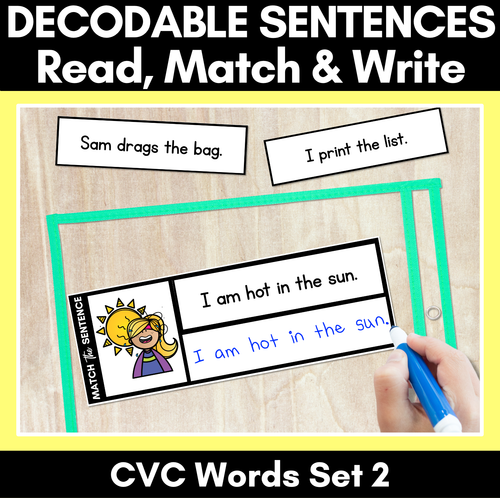 Resource preview 1 for Decodable CVC Sentences - Read, Match & Write Set 2 - CVC Words