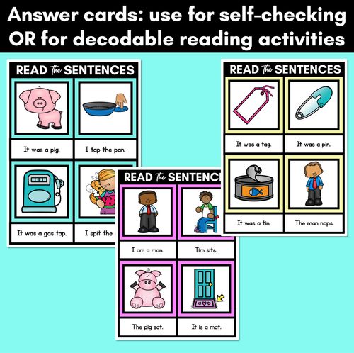 Resource preview 4 for Decodable CVC Sentences Mats - Read & Match Set 1 - CVC Words