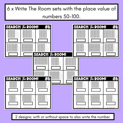 Resource preview 2 for READ THE ROOM - Numbers 50 - 100 Place Value