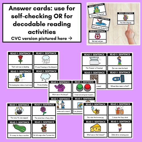 Resource preview 3 for Z Phoneme Decodable Sentences - Read, Match & Write