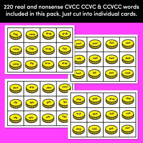 Resource preview 3 for Real and Nonsense CVCC CCVC CCVCC Words Phonics Game - BURIED TREASURE