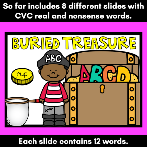 Resource preview 3 for Real and Nonsense CVC Words DIGITAL Phonics Activity - POWERPOINT