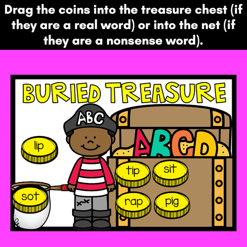 Resource preview 2 for Real and Nonsense CVC Words DIGITAL Phonics Activity - POWERPOINT