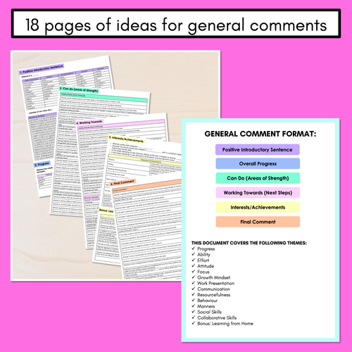 Resource preview 2 for Report Comments - Word Bank for General Comments