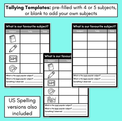 Resource preview 2 for Favourite Subject Graphing Templates