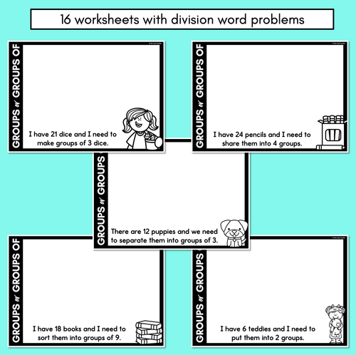 Resource preview 3 for Groups or Groups Of - Division Cut & Paste Worksheets