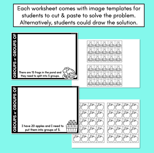 Resource preview 4 for Groups or Groups Of - Division Cut & Paste Worksheets