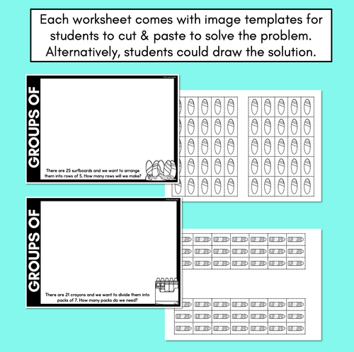 Resource preview 3 for Groups Of - Division Cut & Paste Worksheets