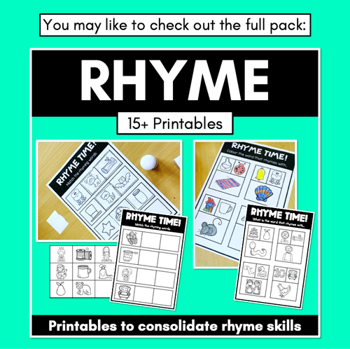 Resource preview 3 for Rhyme Worksheets - Rhyme Activities for Kindergarten Sampler