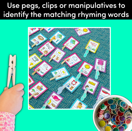 Resource preview 3 for Rhyme Clip Cards - Phonological Awareness Activities for Kindergarten