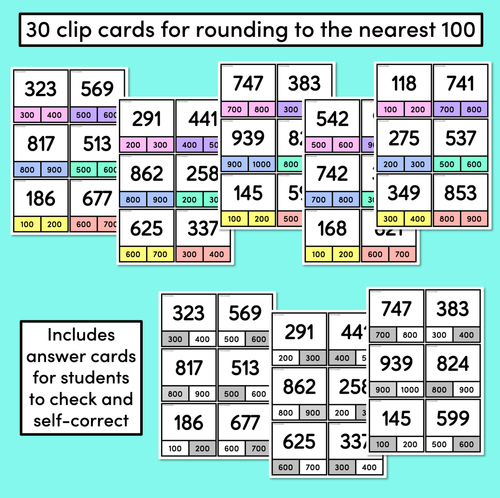 Resource preview 2 for Rounding to 100 Clip Cards