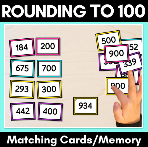 Resource preview 1 for Rounding to 100 Matching Cards & Memory Game