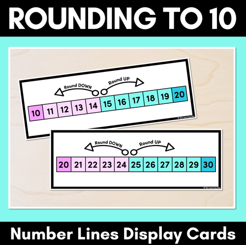 Resource preview 1 for Rounding to 10 - Number Lines Display Cards & Desk Companions