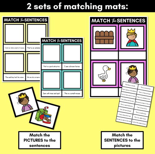 Resource preview 3 for S Phoneme Decodable Sentence Mats - Read & Match