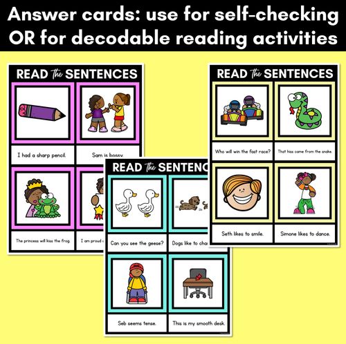 Resource preview 4 for S Phoneme Decodable Sentence Mats - Read & Match
