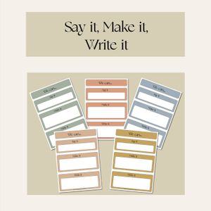 Say It, Make It, Write It Activity Cards