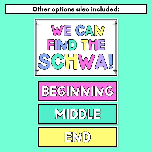 Resource preview 3 for Schwa Classroom Display - Find the Schwa - Learning Wall Phonics Posters