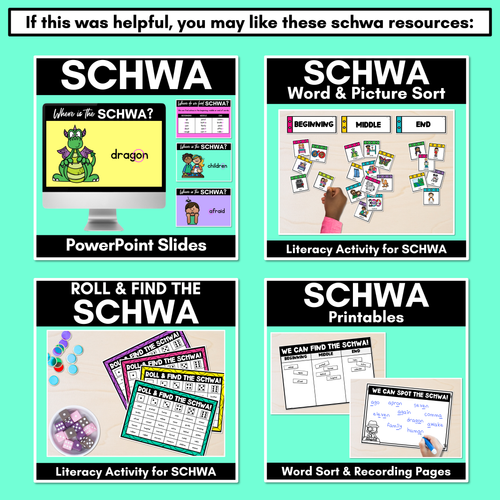 Resource preview 4 for Schwa Classroom Display - Find the Schwa - Learning Wall Phonics Posters