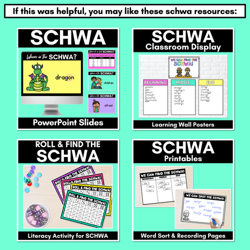 Resource preview 5 for Schwa Activity - Word and Picture Sort for Schwa Words