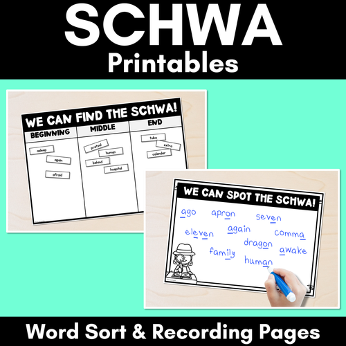 Resource preview 1 for Schwa Worksheets & Schwa Word Sort Activity