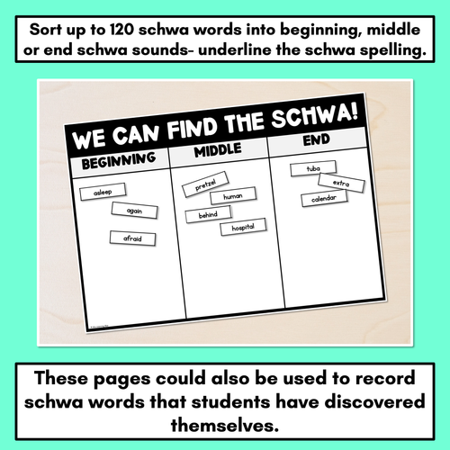 Resource preview 2 for Schwa Worksheets & Schwa Word Sort Activity