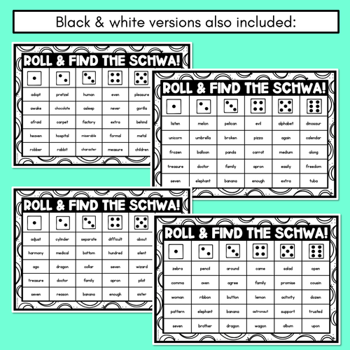 Resource preview 3 for Schwa Game - Roll and find the schwa words