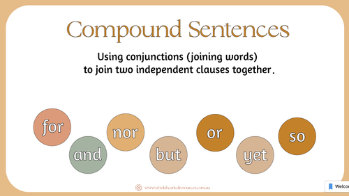 Resource preview 1 for Compound Sentences PowerPoint Lessons