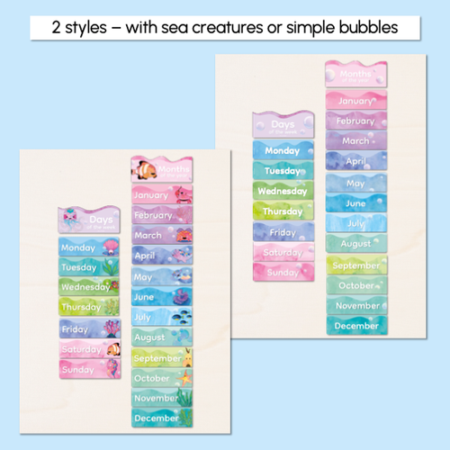 Resource preview 3 for Days of the Week and Months of the Year - The Sea of Wonder Collection - Calming Classroom Decor