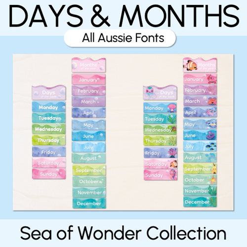 Resource preview 1 for Days of the Week and Months of the Year - The Sea of Wonder Collection - Calming Classroom Decor