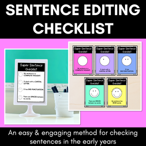 Sentence Writing Editing Checklist Posters - Correcting Sentences for Kids