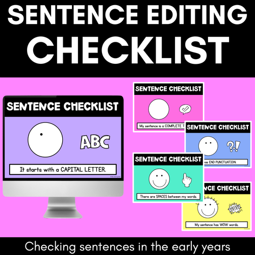 Resource preview 1 for Sentence Writing Editing Checklist Teaching Slides - Correcting Sentences for Kids