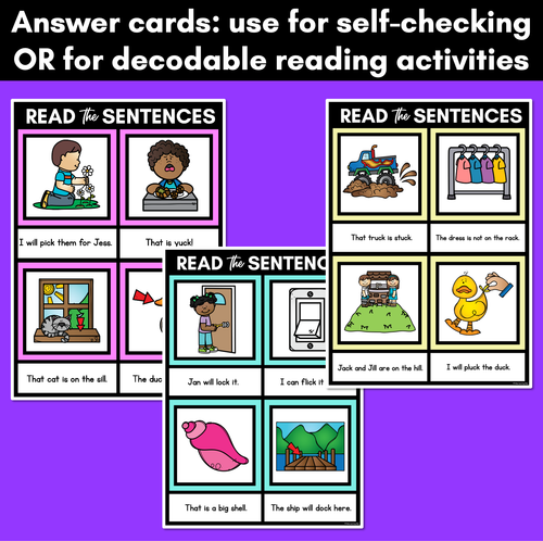 Resource preview 4 for LL SS FF ZZ CK Decodable Sentences Mats - Read & Match