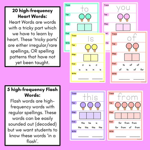 Resource preview 3 for HEART WORD MAPPING MATS - High-Frequency Words Set 1