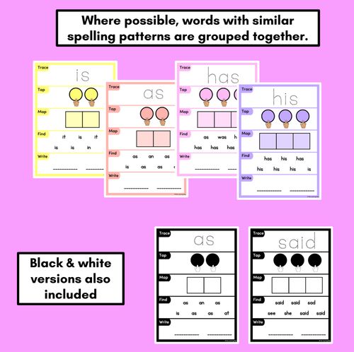 Resource preview 4 for HEART WORD MAPPING MATS - High-Frequency Words Set 1