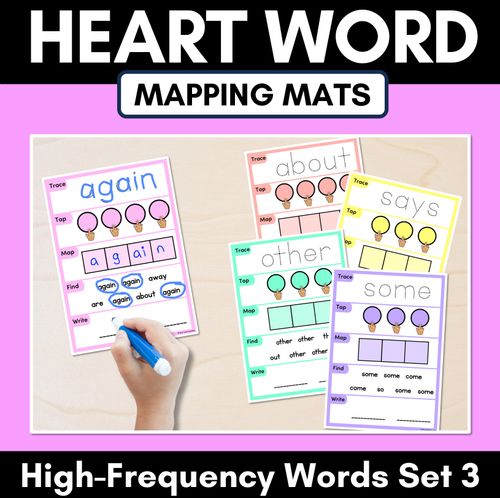 Resource preview 1 for HEART WORD MAPPING MATS - High-Frequency Words Set 3