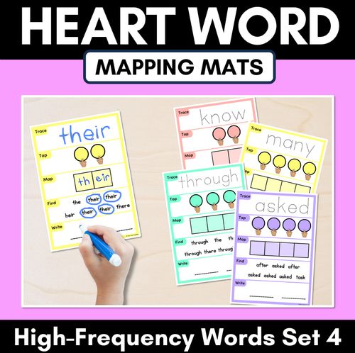 Resource preview 1 for HEART WORD MAPPING MATS - High-Frequency Words Set 4