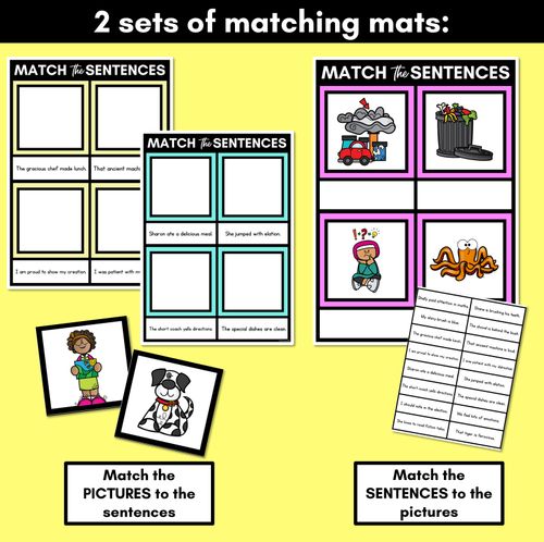 Resource preview 3 for SH Phoneme Decodable Sentence Mats - Read & Match