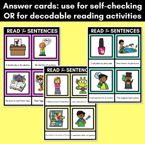 Resource preview 4 for SH Phoneme Decodable Sentence Mats - Read & Match