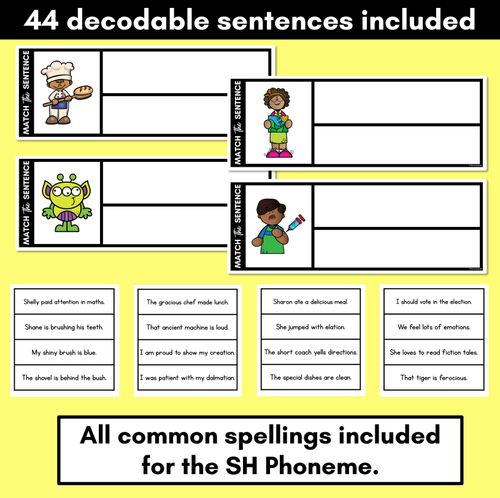 Resource preview 2 for SH Phoneme Decodable Sentences - Read, Match & Write