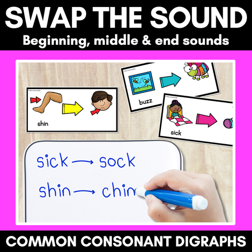 Resource preview 1 for Phonemic Awareness - Phoneme Substitution with Common Consonant Digraphs