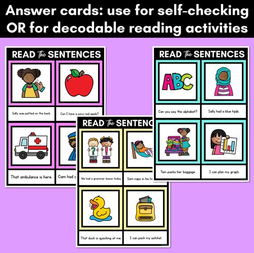 Resource preview 4 for Short A Phoneme Decodable Sentence Mats - Read & Match
