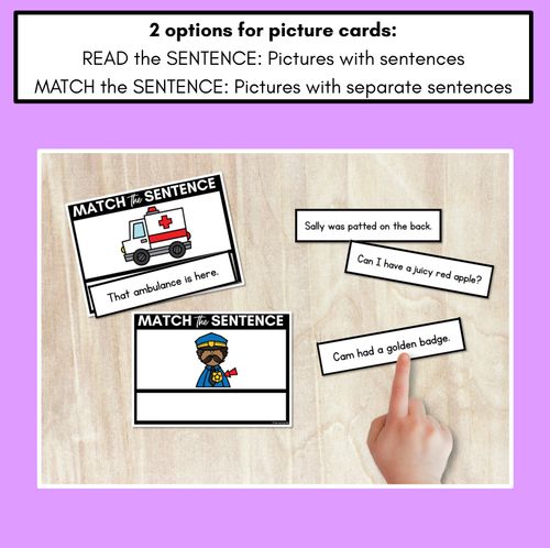 Resource preview 2 for Short A Phoneme Decodable Sentences - Read & Match