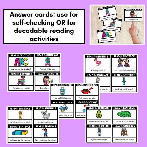 Resource preview 3 for Short A Phoneme Decodable Sentences - Read, Match & Write
