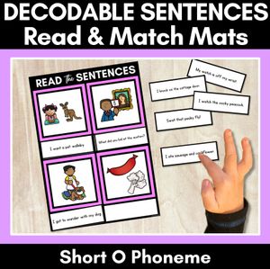 Short O Phoneme Decodable Sentence Mats - Read & Match